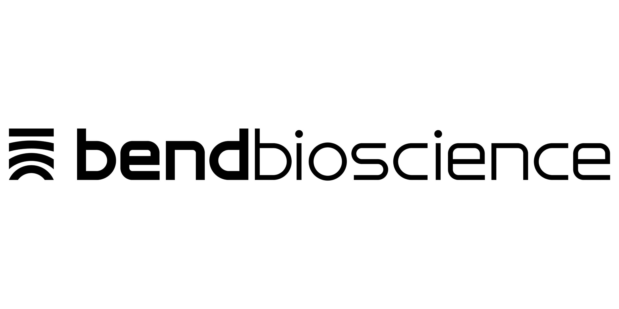 Images is mostly white with a black logo that reads, "Bend Bioscience" as one word that is have bold and have standard in all lower case letters.